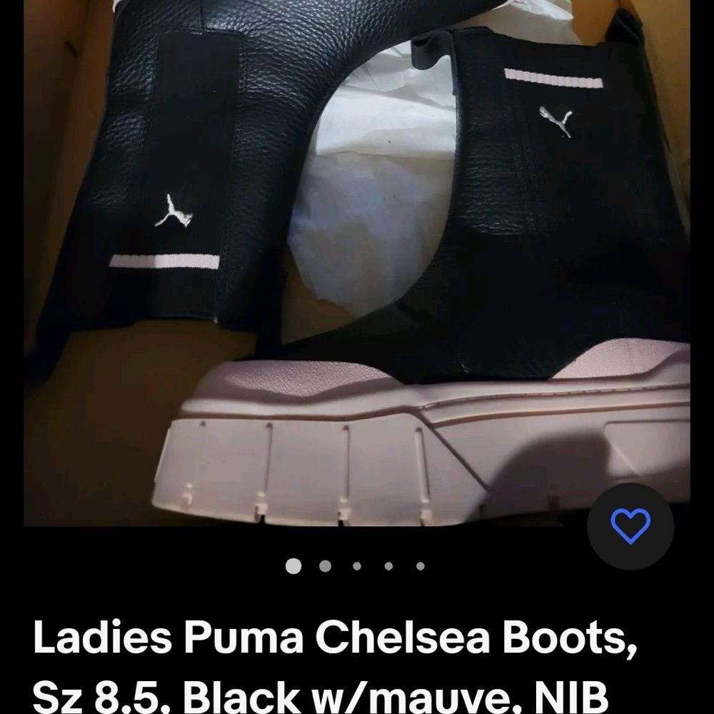 Puma Black and Pink Chelsea Boots
